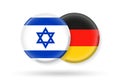 Germany and Israel circle flags. 3d icon. Round Israeli and German national symbols. Vector illustration Royalty Free Stock Photo